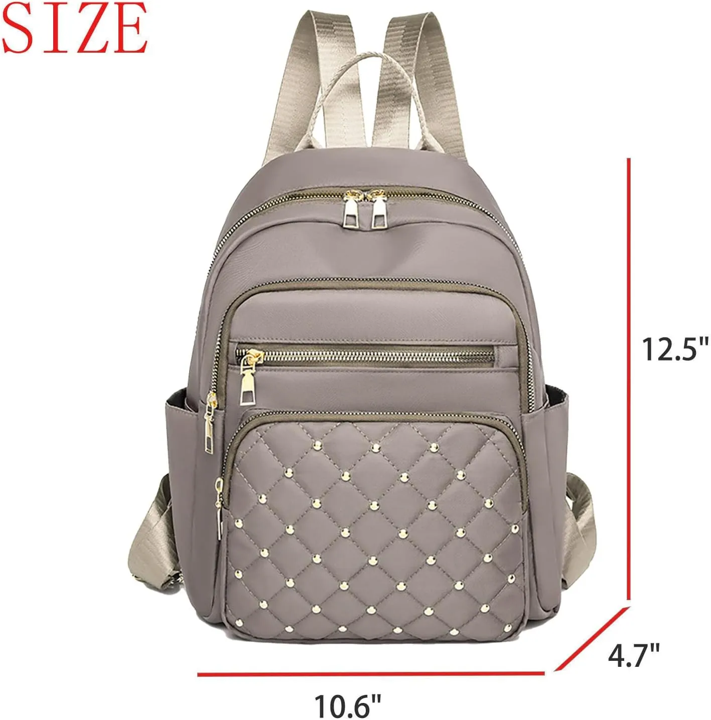 Anti-Theft Oxford College Backpack Lightweight Travel Daypack for Women Work Commute Outdoor Hiking Essentials (Khaki)