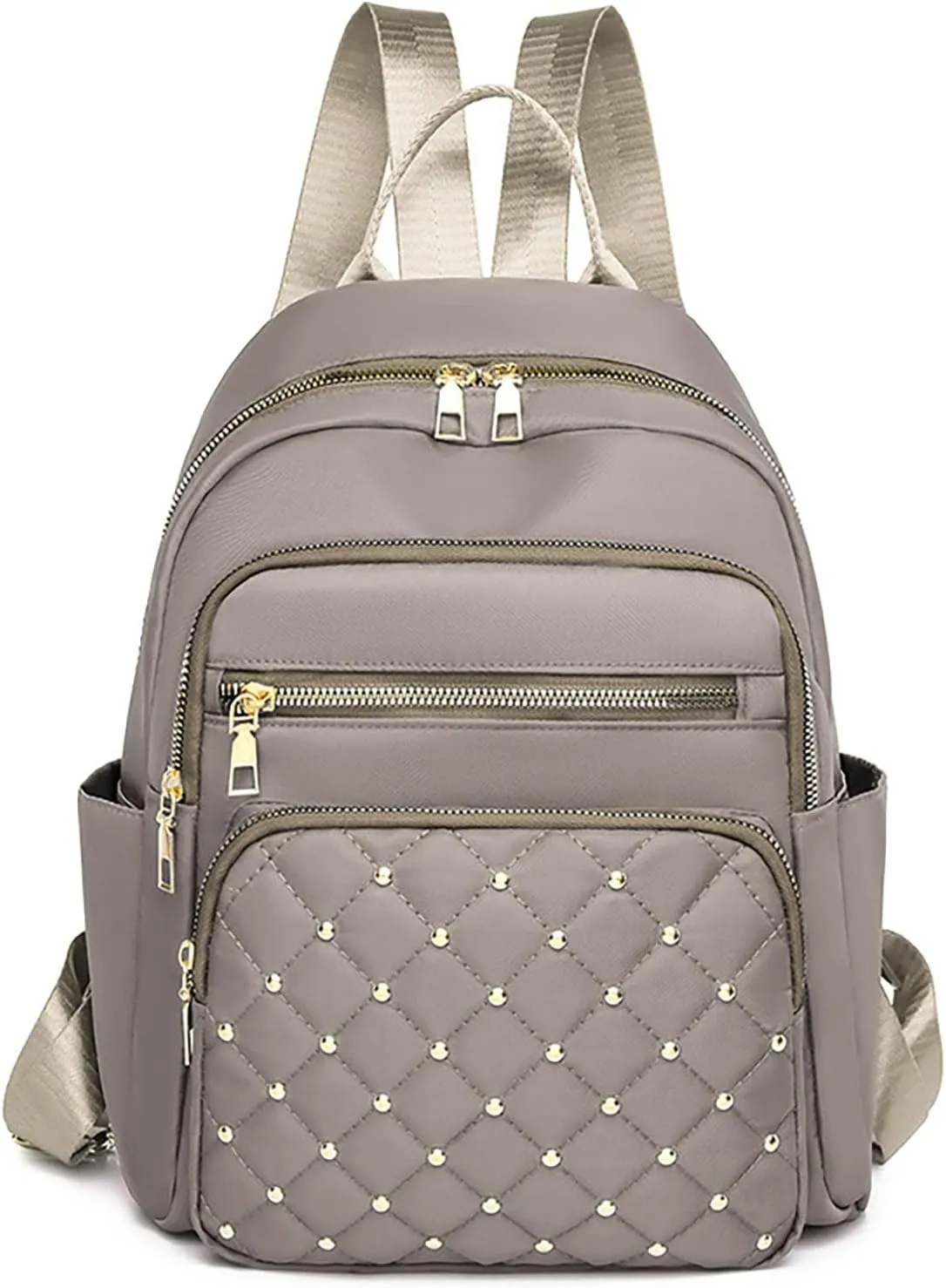Anti-Theft Oxford College Backpack Lightweight Travel Daypack for Women Work Commute Outdoor Hiking Essentials (Khaki)