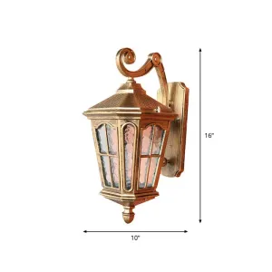 Antique Bronze Tapered Outdoor Wall Lantern with Rippled Glass - Solar LED Patio Wall Light Fixture