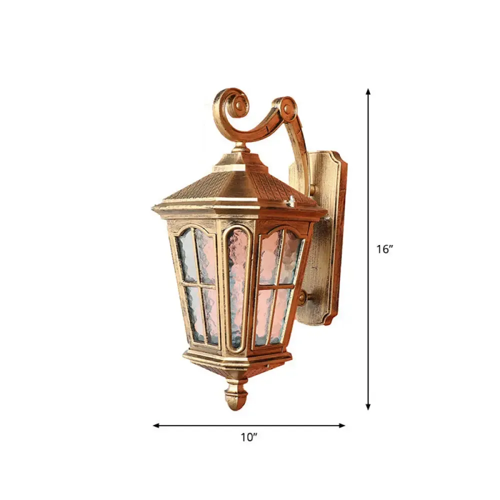 Antique Bronze Tapered Outdoor Wall Lantern with Rippled Glass - Solar LED Patio Wall Light Fixture