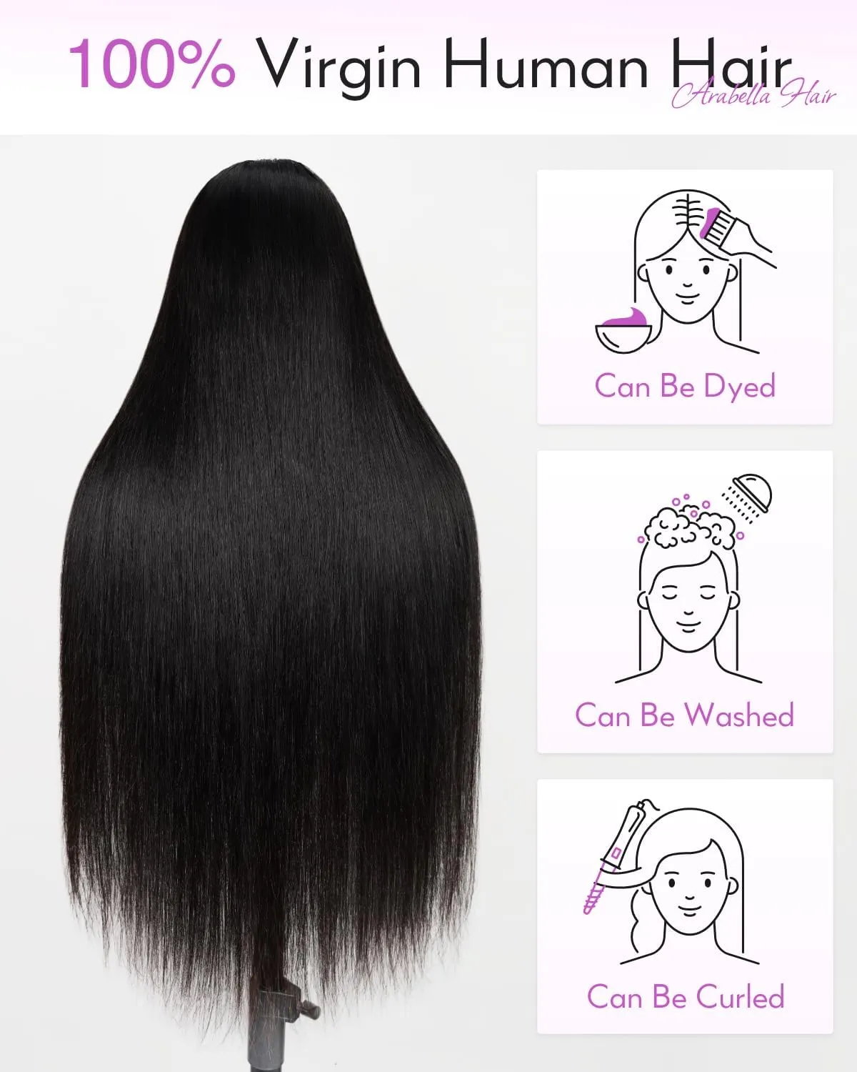 Arabella 6X6 Glueless Wigs Human Hair Pre Plucked Pre Cut 12A Real Pre Plucked Bleached Tiny Knots   210% Density Salon-Quality Ready to Go Glueless Straight Closure Wigs Human Hair 20INCH