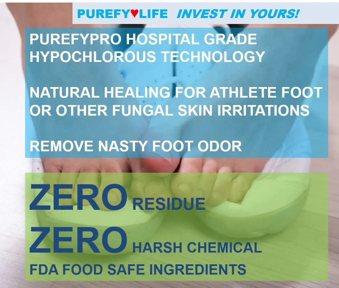 Athlete Foot Spray for Skin (4oz, 2pk), Purefypro Dermal Technology, Natural Healing of Athlete Foot. Remove Odor. No Residue Clear Spray and Safe for Everyone