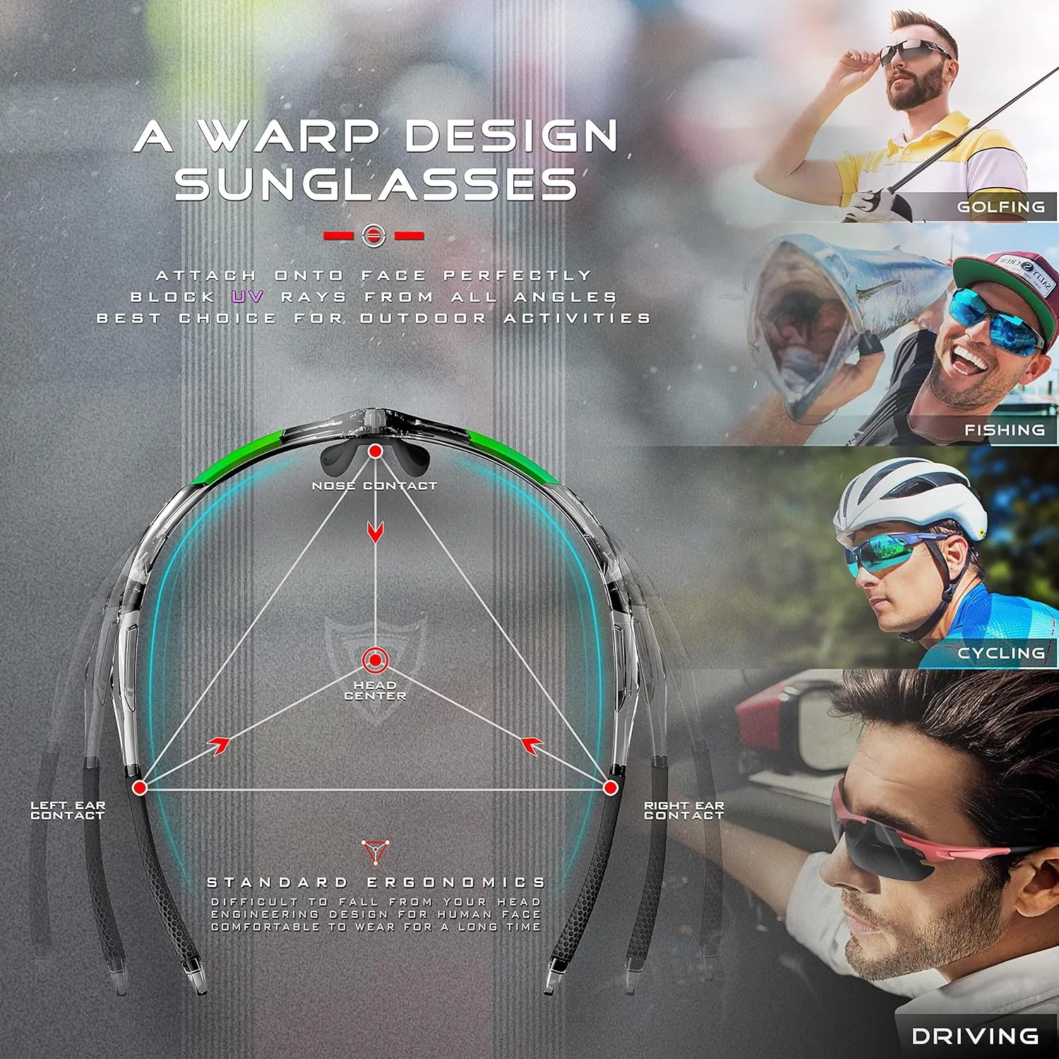 ATTCL Urltra-Light Polarized Sunglasses Men Women, Upgraded Sports glasses for Cycling Driving Fishing running UV Protection