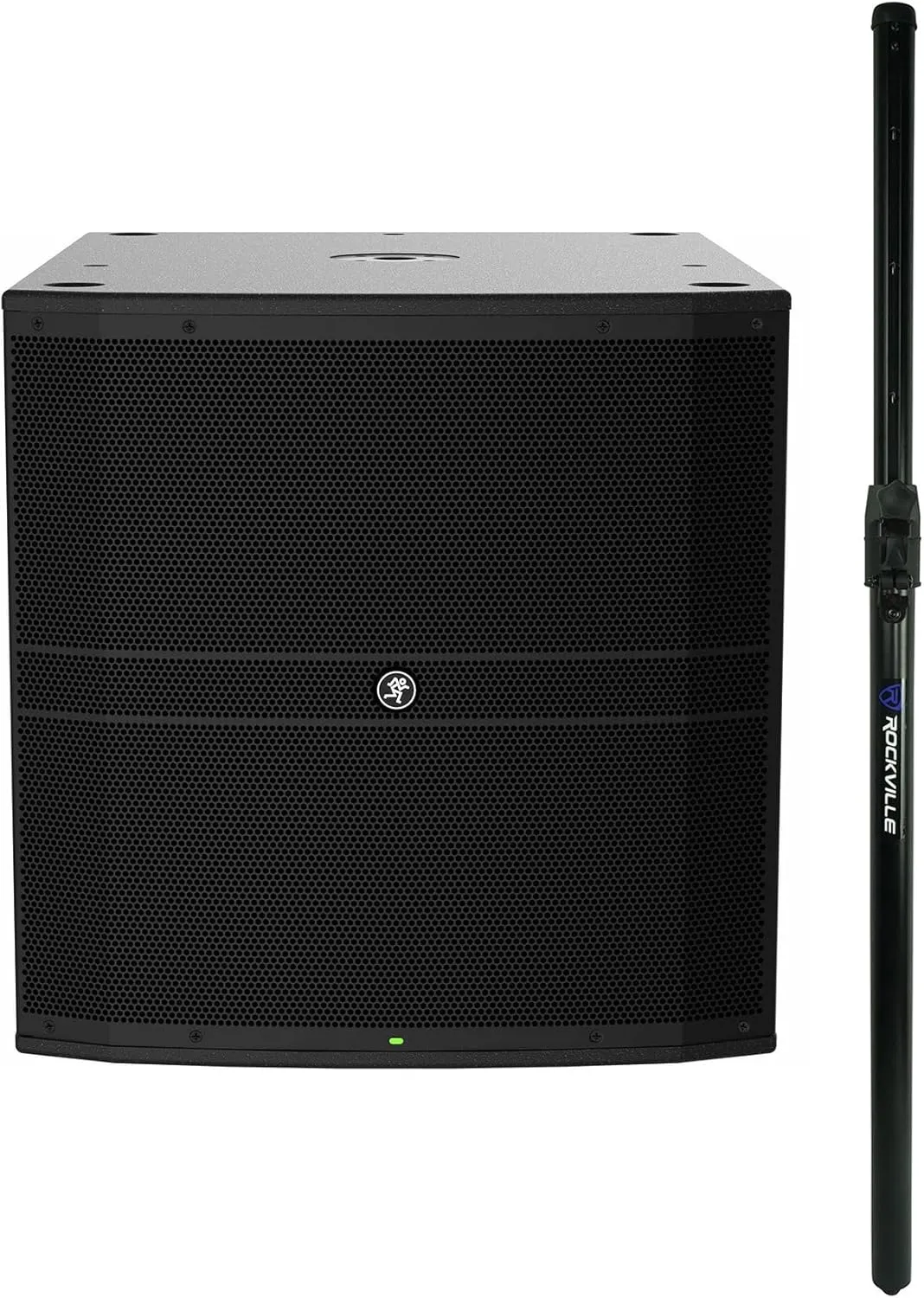 Audiosavings Bundle: (1) Mackie DRM18S 2000 Watt 18" Pro Powered Active Live Sound DJ PA Subwoofer Sub Bundle withRockville GASPOLE-B M20 Threaded Air Assist Subwoofer Pole Mount Stand (2 Items)