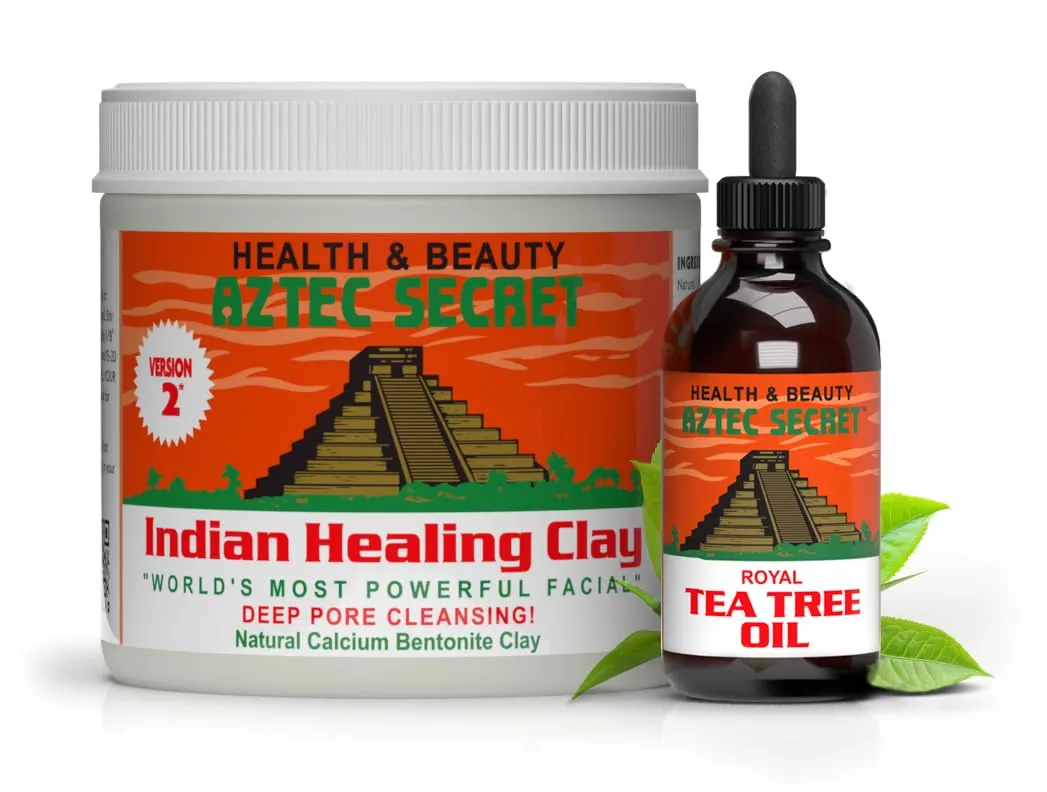 Aztec Secret - Indian Healing Clay 1 lb and Royal Tea Tree Oil 4 Oz Bundle
