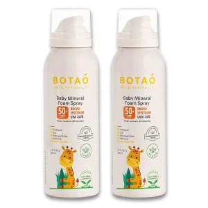 Baby’s Mineral Sunscreen Foam Spray: SPF50 Broad Spectrum UVA UVB, Babies or Toddlers Sunburn Protection, Zinc Oxide, 3.4 Oz (2-Pack)