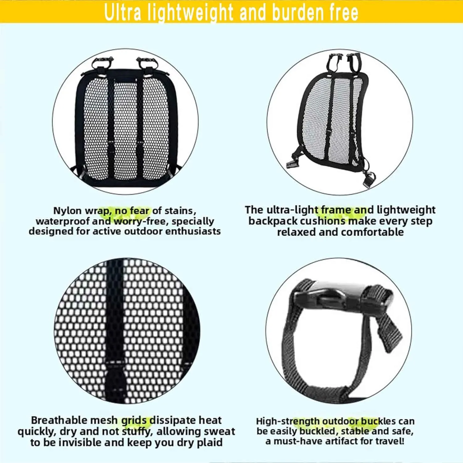 Backpack AccessoriesBackpack SpacerBiking BackpacksSupport Ventilation Frame ，The Improve Airflow and Decrease Sweat (Two black ones)