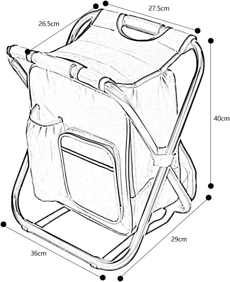 Backpack Chair for Adults, Portable Camping Hunting Fishing Backpack and Seat Combo, Foldable Chair Bag with Cooler Bag, Waterproof Fishing Stool, Collapsible Chair Storage Bag with Portable Belt