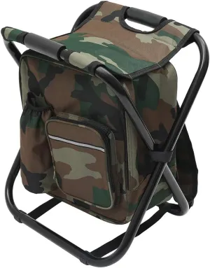 Backpack Chair for Adults, Portable Camping Hunting Fishing Backpack and Seat Combo, Foldable Chair Bag with Cooler Bag, Waterproof Fishing Stool, Collapsible Chair Storage Bag with Portable Belt