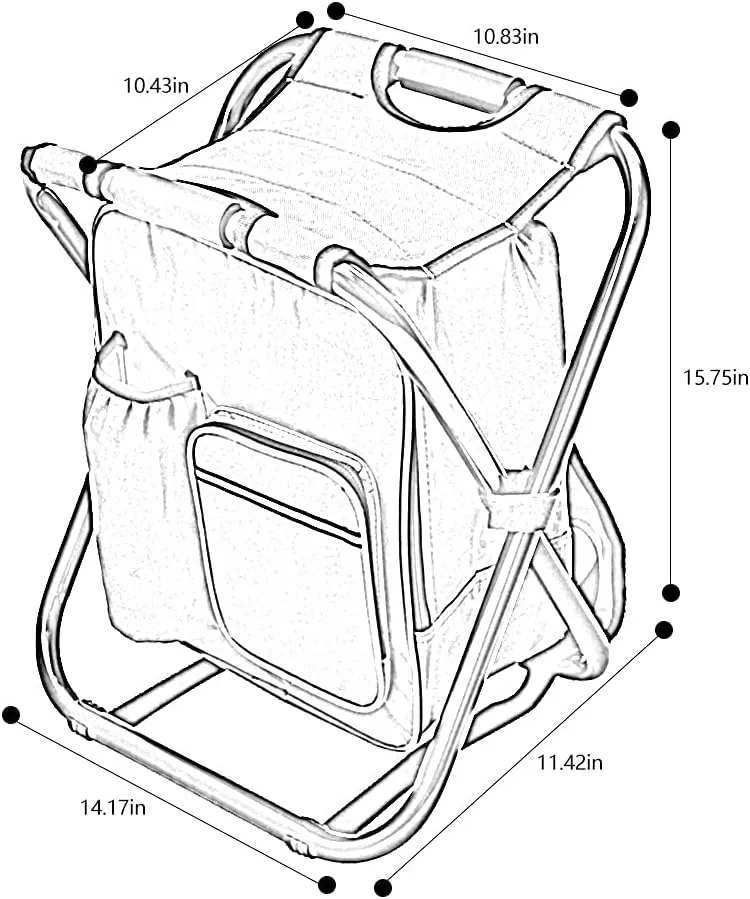 Backpack Chair for Adults, Portable Camping Hunting Fishing Backpack and Seat Combo, Foldable Chair Bag with Cooler Bag, Waterproof Fishing Stool, Collapsible Chair Storage Bag with Portable Belt