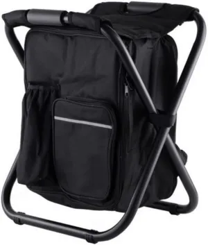 Backpack Chair Portable Camping Stool Foldable Chair Oxford Fabric Cooler Bag for Fishing Camping Outdoor (Black)