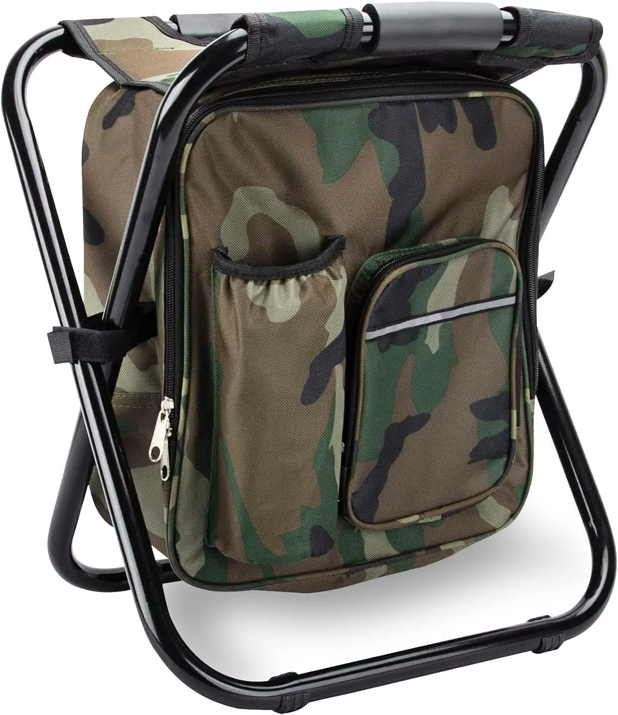 Backpack Cooler Chair, Portable Fishing Chair, Folding Seat 400 LBS Large Capacity Camouflage Bag, Outdoor Gear Camping Stool for Travel, Beach, Hiking, Picnic