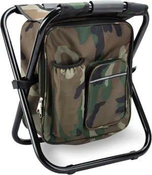 Backpack Cooler Chair, Portable Fishing Chair, Folding Seat 400 LBS Large Capacity Camouflage Bag, Outdoor Gear Camping Stool for Travel, Beach, Hiking, Picnic