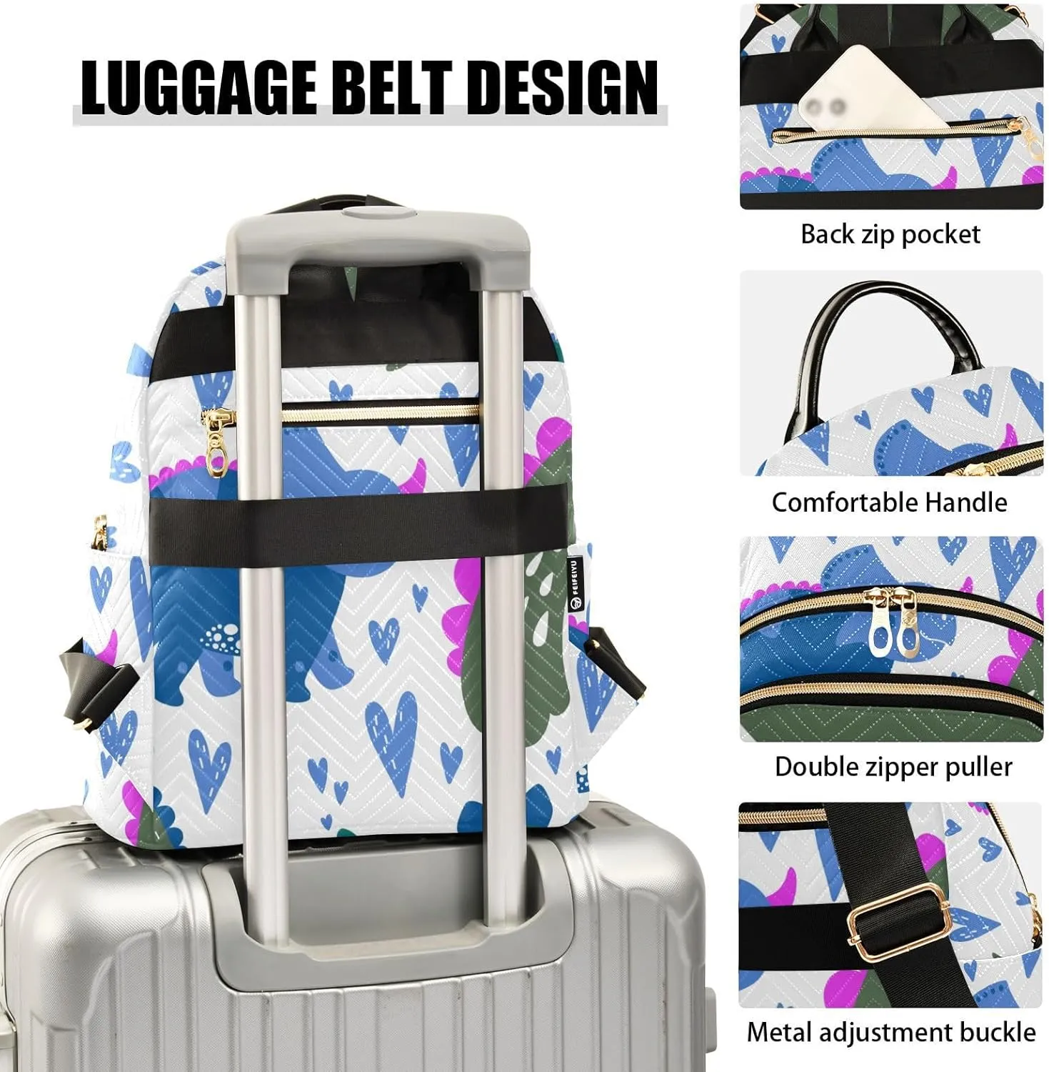 Backpack for Women Shoulder Bag Lightweight Mini Backpack Casual Daypack Back Pack for Travel Work Dinosaur (Medium Pattren 6)