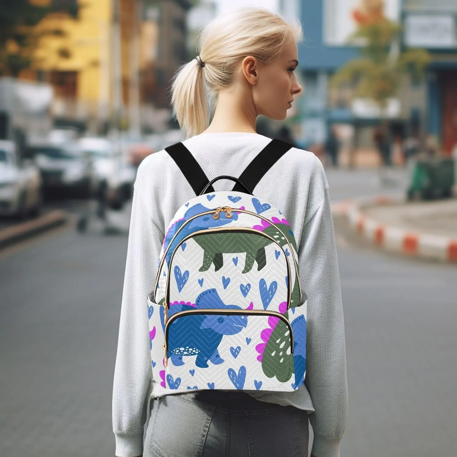 Backpack for Women Shoulder Bag Lightweight Mini Backpack Casual Daypack Back Pack for Travel Work Dinosaur (Medium Pattren 6)