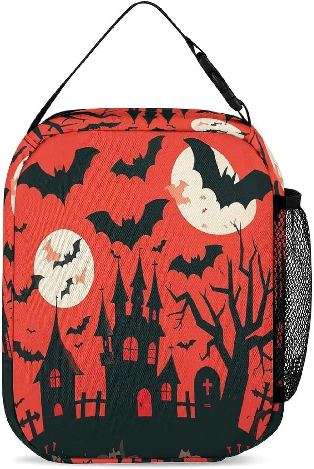 Backpack Lunch Bag Pencil Pouch Set, Halloween Print Lightweight & Durable 3-Piece Combo Ideal for Work, And Travel