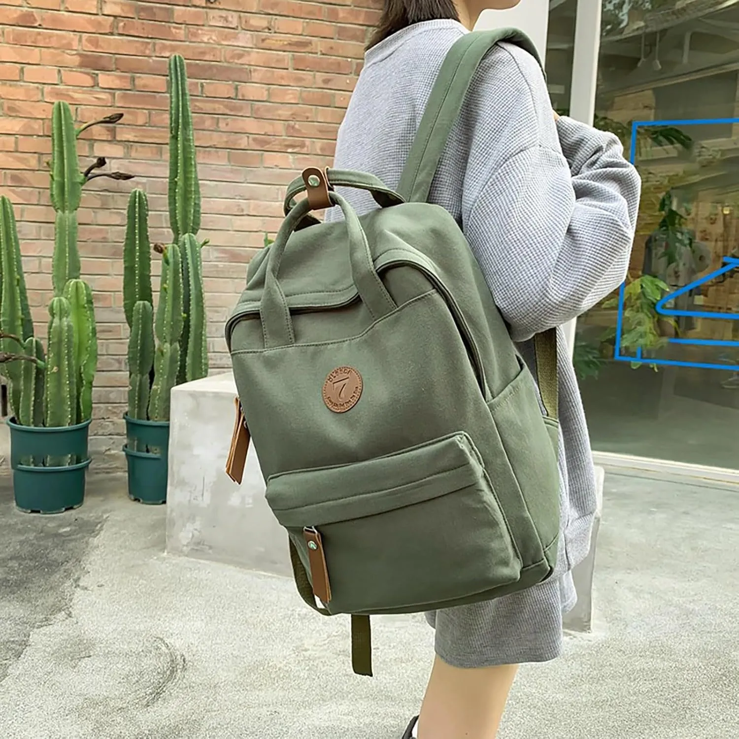 Backpack Men And Women Couples Shoulder Bag Fashion Simple Personality Large Capacity Backpack Women's (Green, One Size)