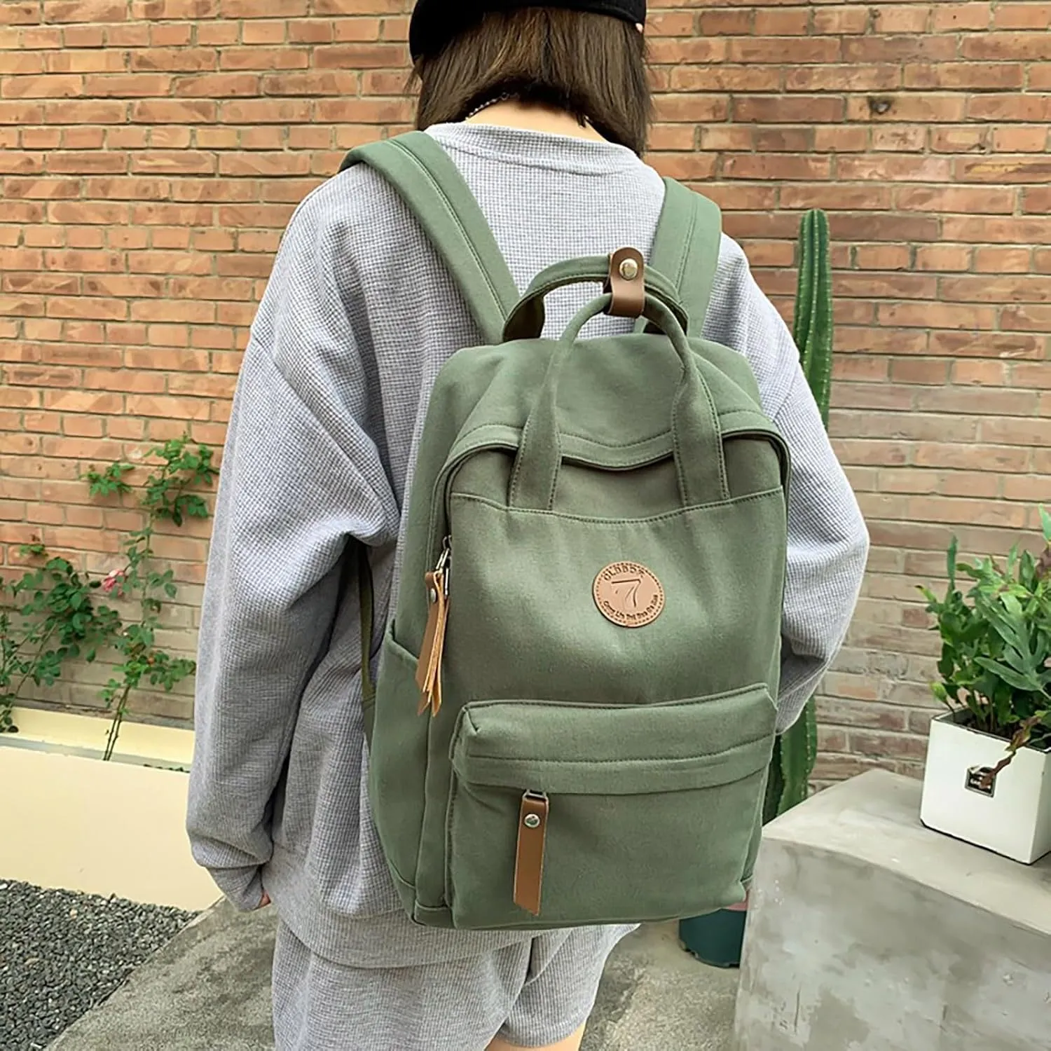 Backpack Men And Women Couples Shoulder Bag Fashion Simple Personality Large Capacity Backpack Women's (Green, One Size)