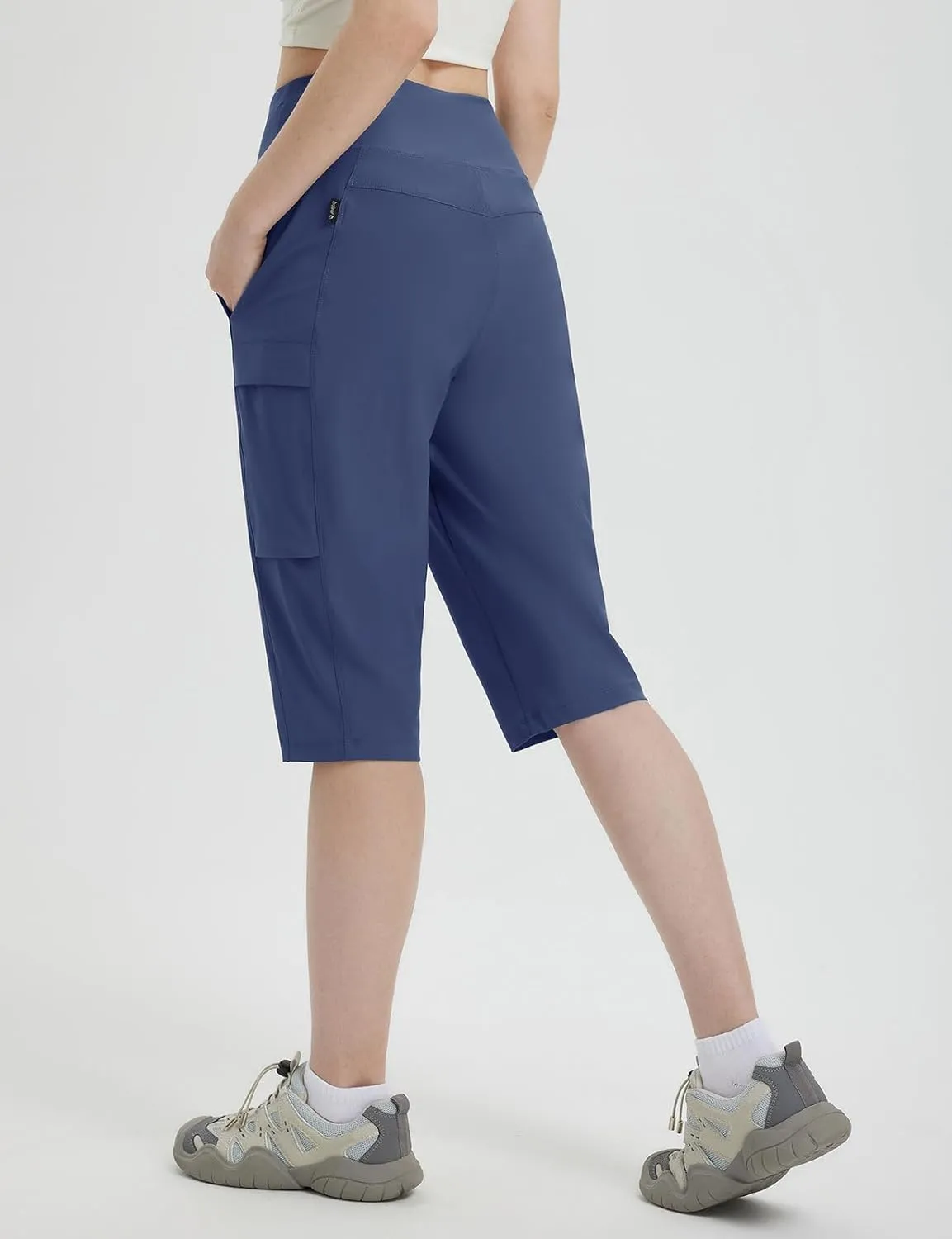 baleaf 15'' Long Shorts for Women Hiking Knee Length Quick Dry Cargo Capri Pants Bermuda Stretchy Lightweight