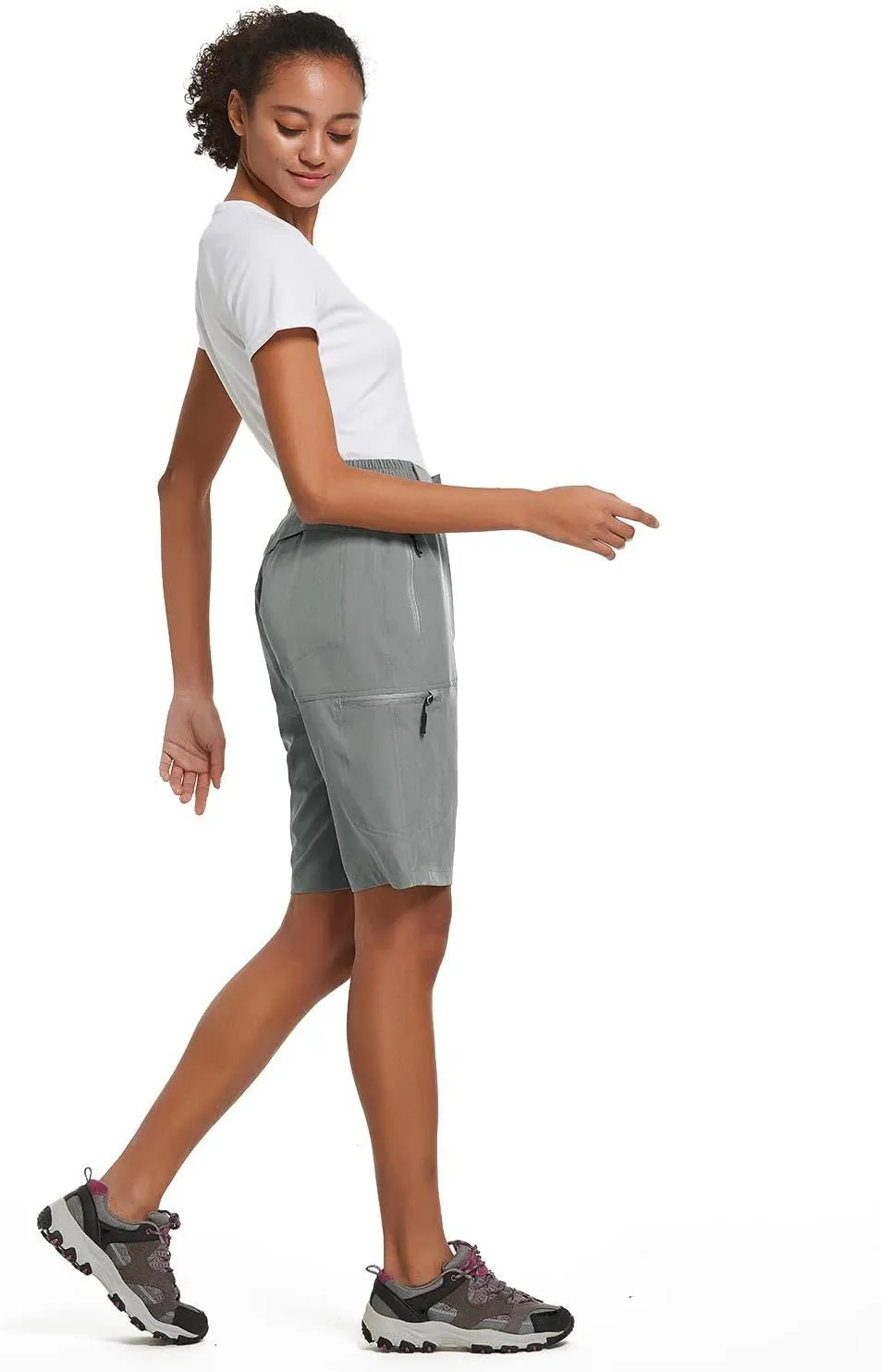 baleaf Women's Long Hiking Bermuda Shorts Quick Dry Summer Golf Shorts Lightweight with Pockets UPF 50  for Camping, Work