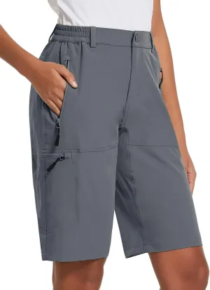 baleaf Women's Long Hiking Bermuda Shorts Quick Dry Summer Golf Shorts Lightweight with Pockets UPF 50  for Camping, Work
