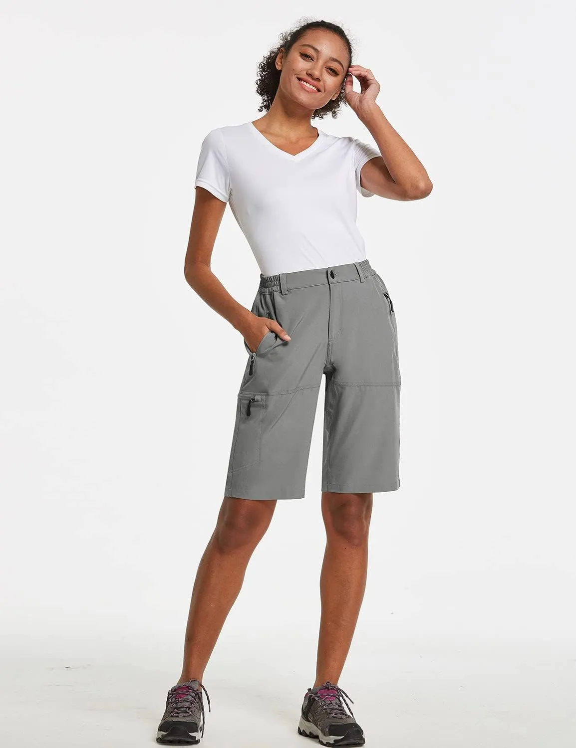 baleaf Women's Long Hiking Bermuda Shorts Quick Dry Summer Golf Shorts Lightweight with Pockets UPF 50  for Camping, Work