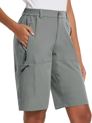 baleaf Women's Long Hiking Bermuda Shorts Quick Dry Summer Golf Shorts Lightweight with Pockets UPF 50  for Camping, Work