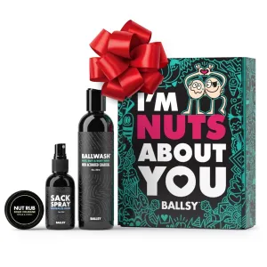 Ballsy Nuts About You Sack Pack, Men's Fresh Kit, Gift for Valentine's Day, Includes Ballwash, Sack Spray and NutRub, Citrus & Cedar