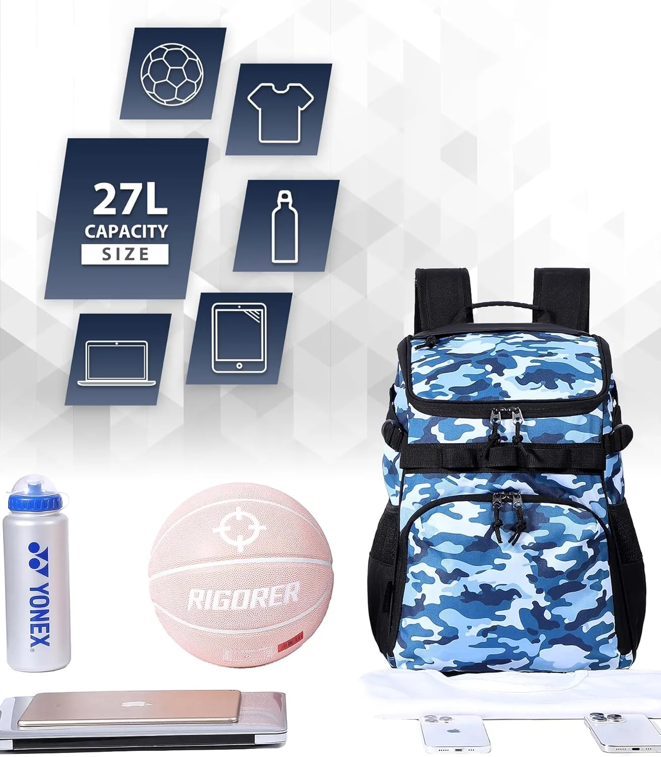 Basketball Backpack Fit Soccer Volleyball Multifunctional Sports Backpack Training Equipment Bag for Team School