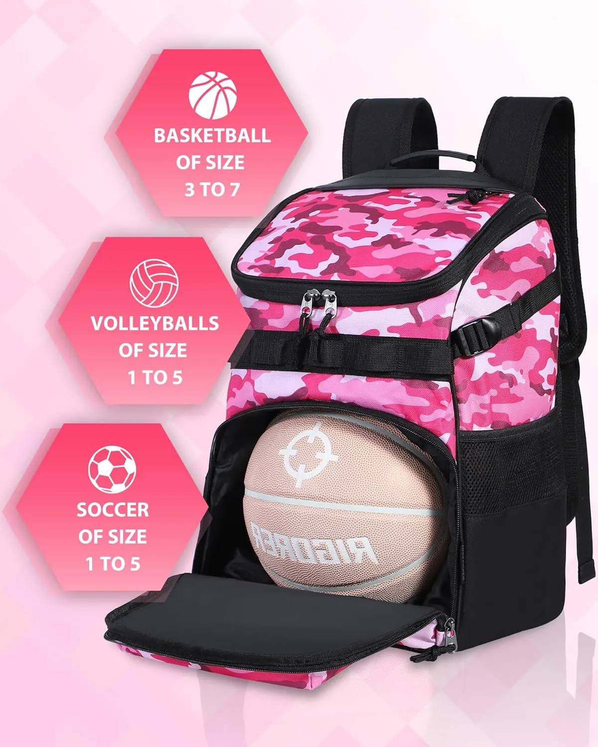 Basketball Backpack Fit Soccer Volleyball Multifunctional Sports Backpack Training Equipment Bag for Team School