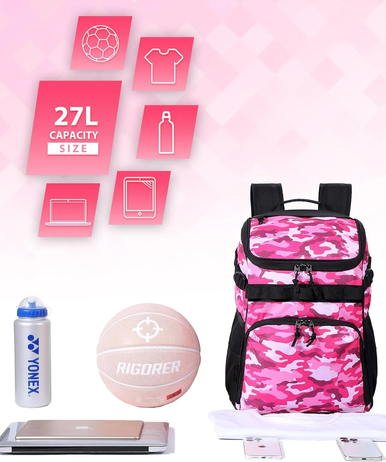 Basketball Backpack Fit Soccer Volleyball Multifunctional Sports Backpack Training Equipment Bag for Team School