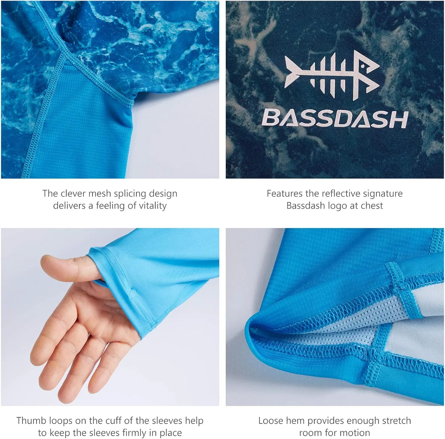 BASSDASH FS14M Men's Camo Gradient Performance Long Sleeve Fishing Shirt UPF50 
