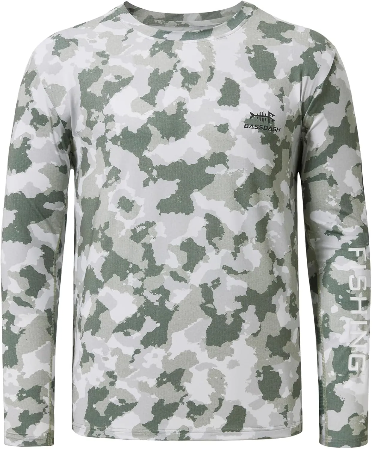 BASSDASH Men’s Camo Fishing Shirts UPF 50  Long Sleeve Quick Dry Lightweight T-Shirts for Outdoor Hiking Kayaking FS37M
