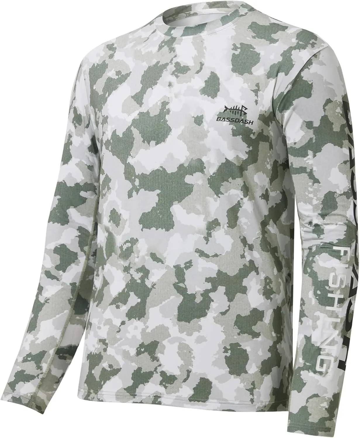 BASSDASH Men’s Camo Fishing Shirts UPF 50  Long Sleeve Quick Dry Lightweight T-Shirts for Outdoor Hiking Kayaking FS37M