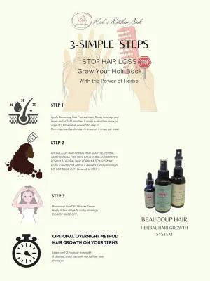 BEAUCOUP HAIR HERBAL HAIR (REGROWTH) SYSTEM SCALP SPRAY FOR WOMEN - Hair Regrowth System - 100% Natural No Side Effects! - Ideal for Thin Edges, Hair Loss due to Alopecia, Wigs, Braids or Extensions!