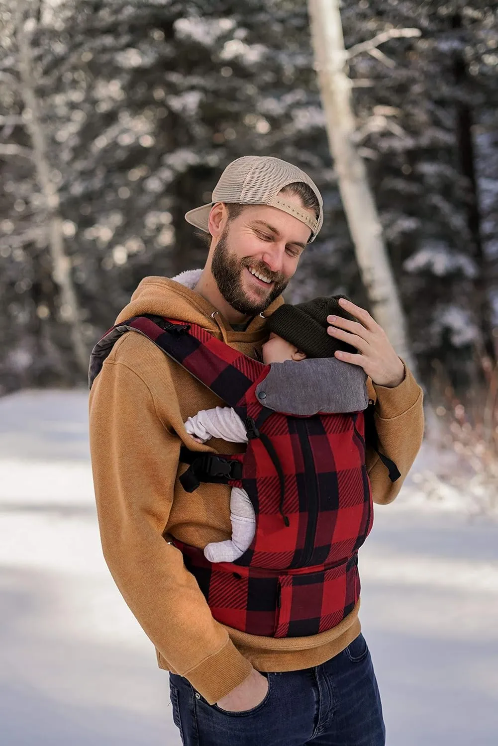 Beco 8 Hybrid Newborn to Toddler Carrier (7-45lbs) - All in 1 Mesh Toddler Carrier - Baby Carrier Backpack, Front and Hip Carrier with Adjustable Seat - Cooling Ergonomic Carrier (Buffalo Plaid)