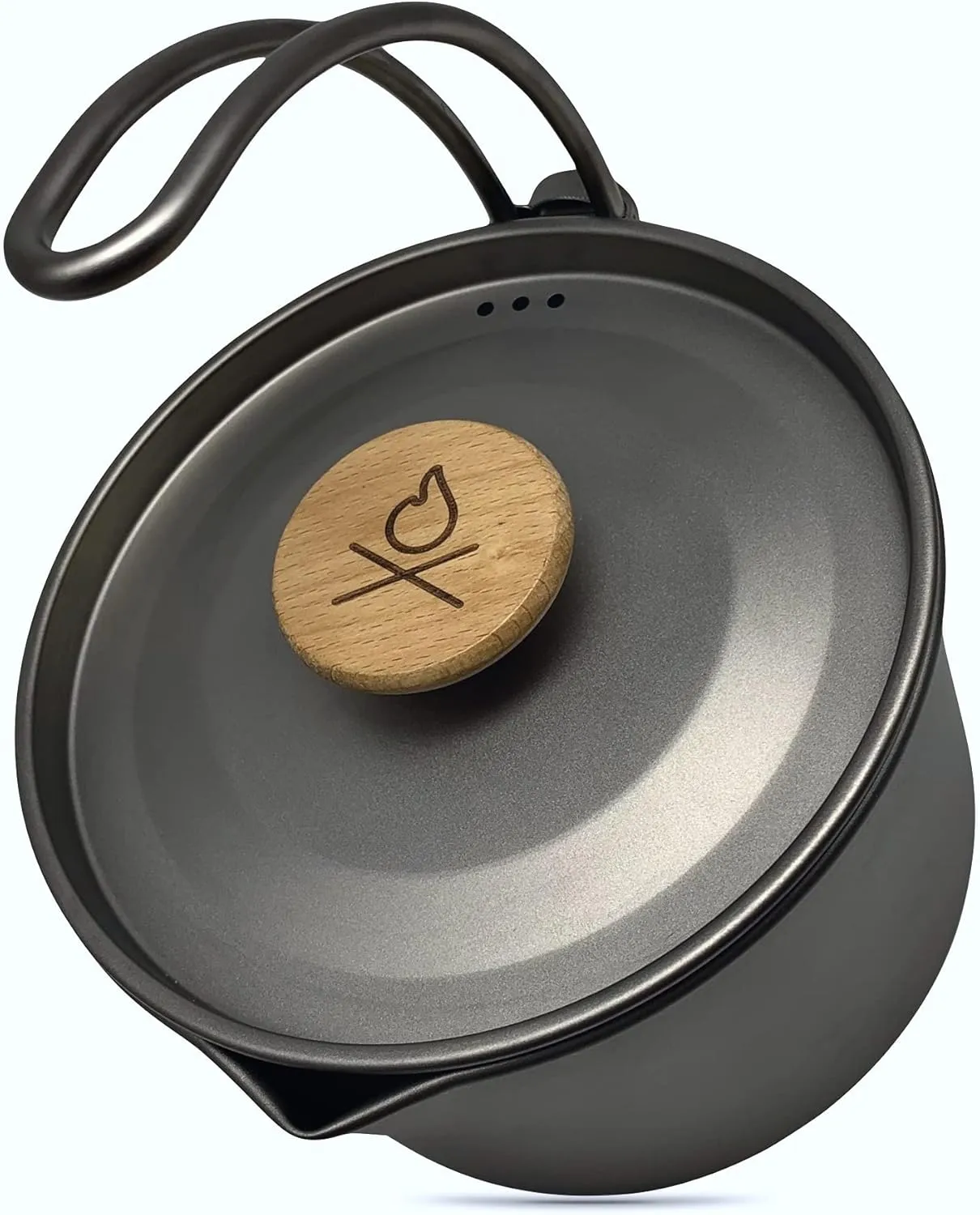 überleben Kessel Camp Kettle - Camping Cookware, Tea Kettle - 37fl oz Camping Pot for Boiling Water - Bushcraft Cooking Gear, Campfire Kettle w/Locking Lid & Steam Vents, Canvas Bag