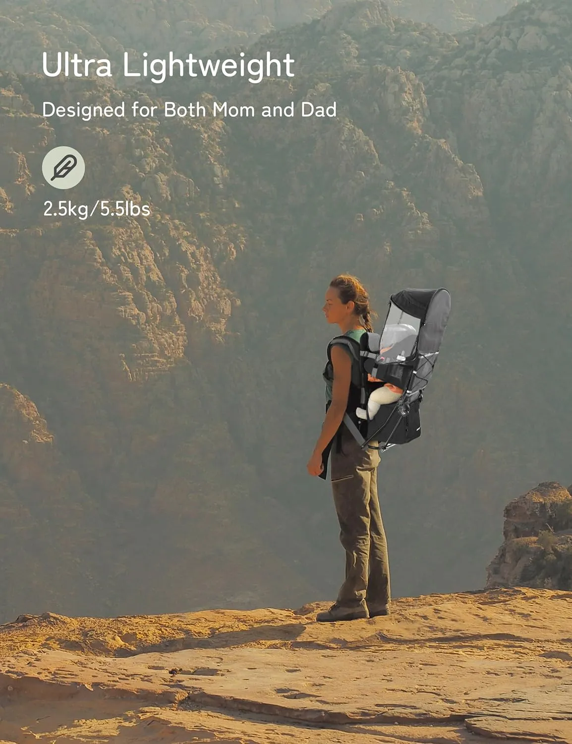 besrey Baby Backpack Carrier, Toddler Hiking Backpack with Safety 3-Height Seat, Adjustable Straps&Waist Belt, Foldable Frame Lightweight Large Capacity Child Carrier for Hiking (Black)