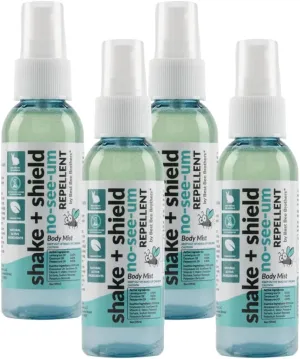 Best Bee Brothers Shake   Shield No-See-Ums Gnat Spray – Non-Greasy Bug Spray Body Mist Made with Plant-Based Ingredients, 2 Oz. (4 Pack)