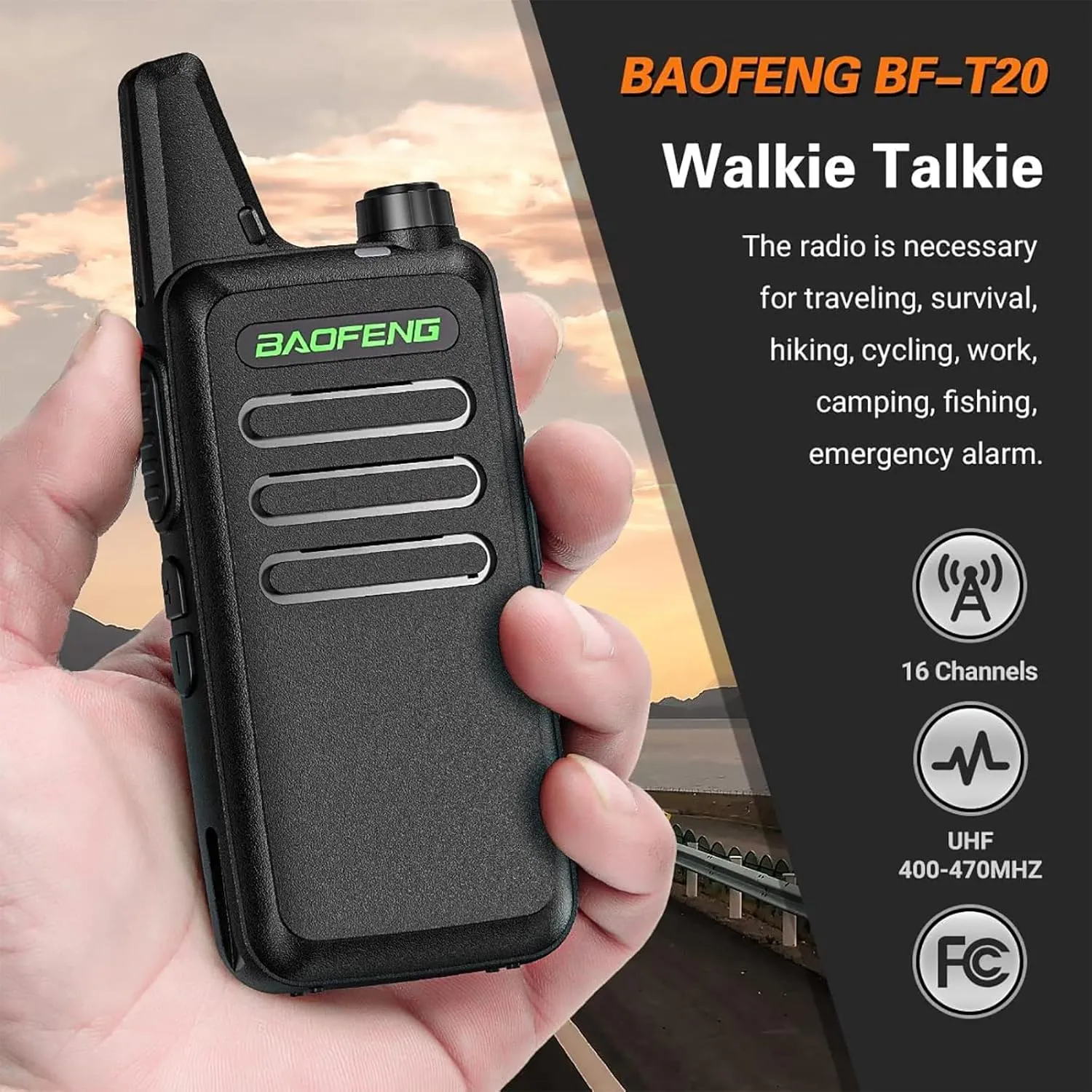 BF-888S Upgraded Walkie Talkies BAOFENG T20D Long Range Two Way Radios with USB-C Charging Compact Portable Design for Outdoor Adventures Team Communication and Emergency Use (T20D x 4 Pack)