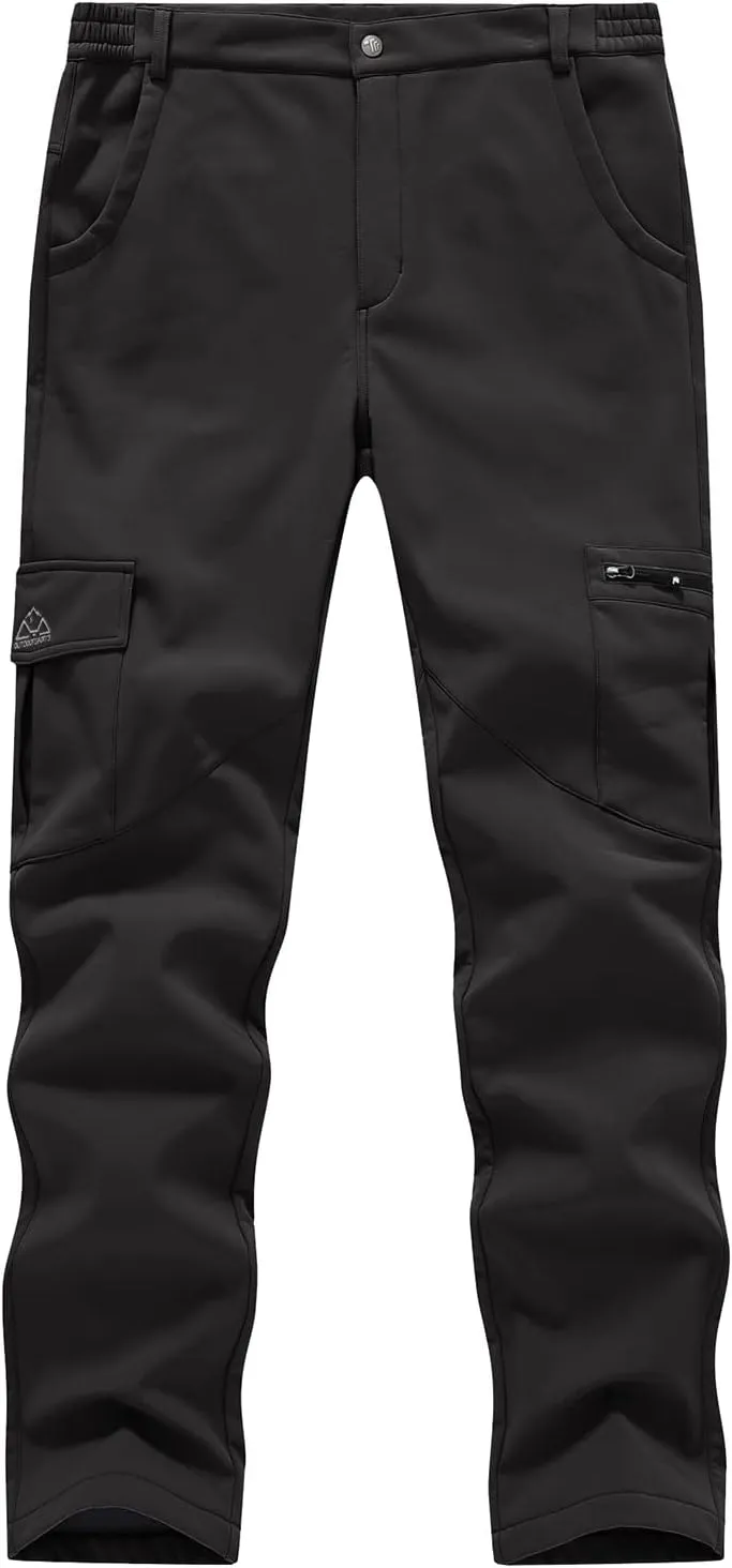 BGOWATU Women's Winter Hiking Pants Fleece Lined Waterproof Windproof Snow Insulated Pants with 6 Pockets Black S