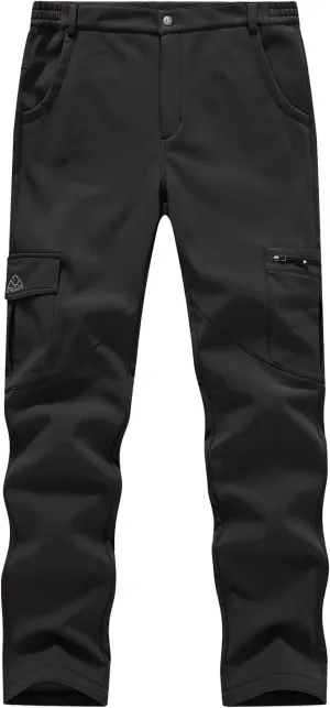 BGOWATU Women's Winter Hiking Pants Fleece Lined Waterproof Windproof Snow Insulated Pants with 6 Pockets Black S