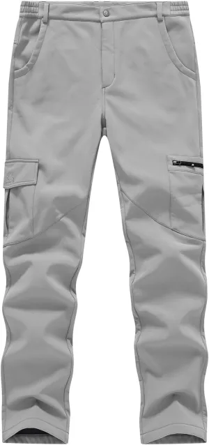 BGOWATU Women's Winter Hiking Pants Fleece Lined Waterproof Windproof Snow Insulated Pants with 6 Pockets