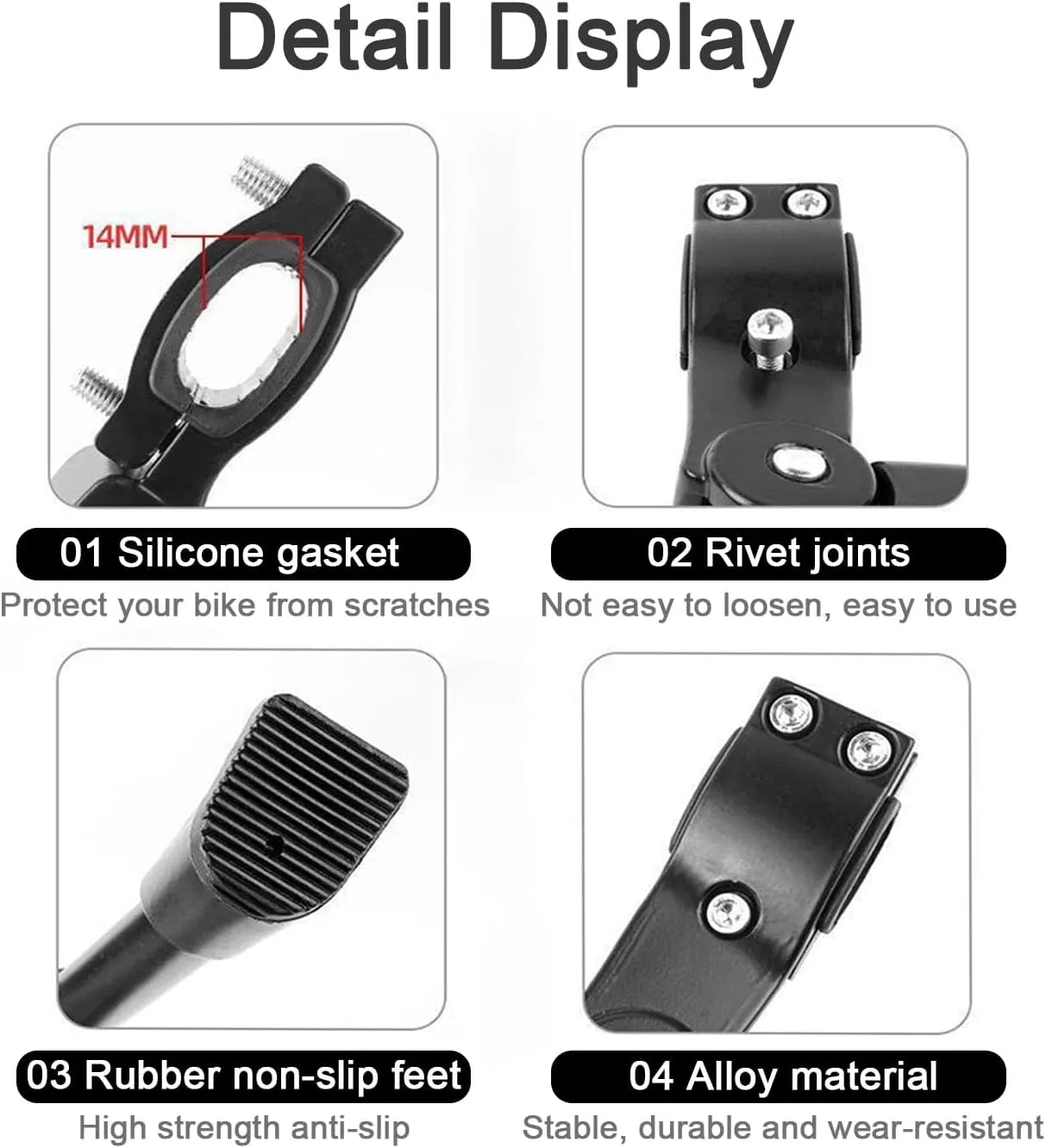 Bike Kickstand for Orbea Carpe 2012, Adjustable Bicycle Kickstand, Suit Mountain Bike, Concealed Spring-Loaded Latch, Aluminum Rear Side Bicycle Stand,D