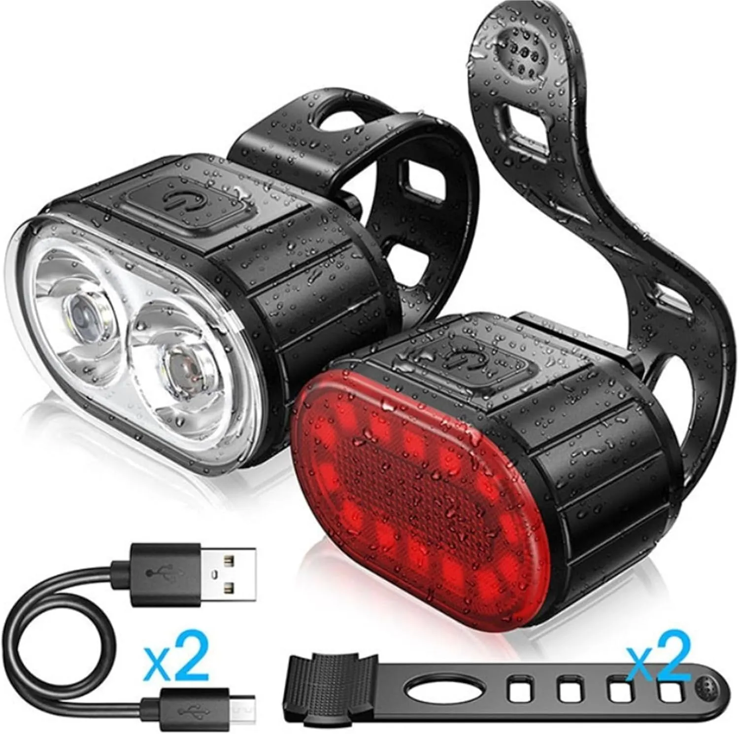 Bike Light Set Cycling Bicycle Front Rear Light Set Bike USB Charge Headlight Light Waterproof Taillight Lantern Bicycle Accessories for Road Mountain Cycling