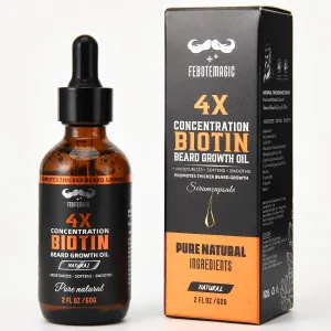 Biotin Beard Oil for Men – Natural Scent Beard Serum with Castor & Grape Seed – Softens, Moisturizes & Promotes Beard Growth – Unique Gifts for Father's Day, Birthday & Christmas – 2 oz