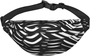 Black And White Lines Men'S And Women'S Waist Pack, Crossbody Bag With Adjustable Belt For Running, Traveling, Sports, Hiking