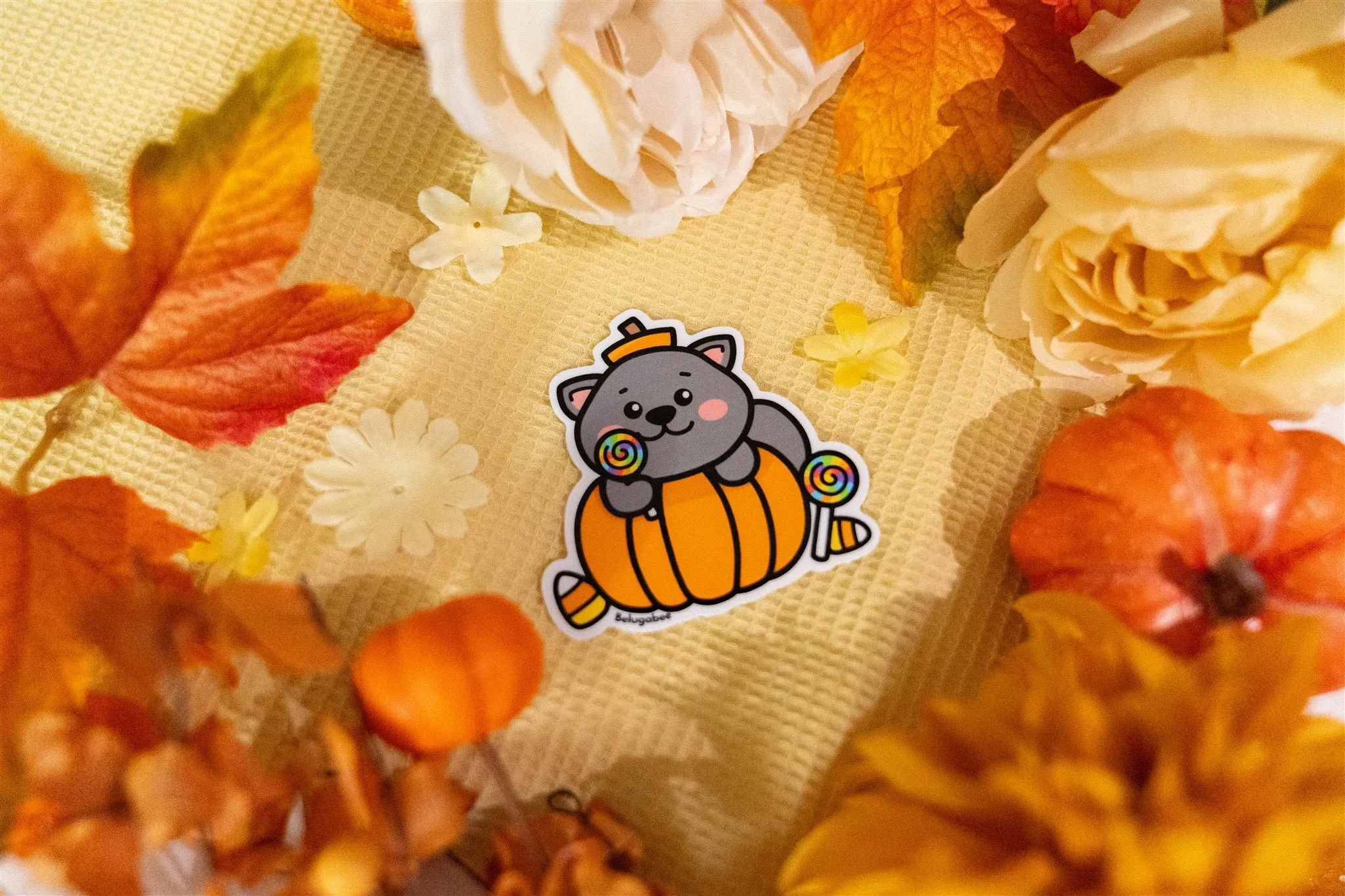 Black Cat and Pumpkin Sticker