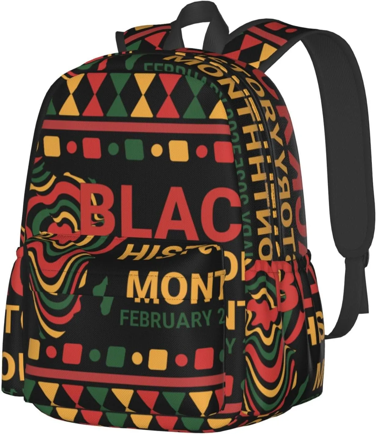 Black History Month African American Pride Backpack Casual Laptop Backpack Large Capacity Double Shoulder Bag Travel Daypack For Women Men