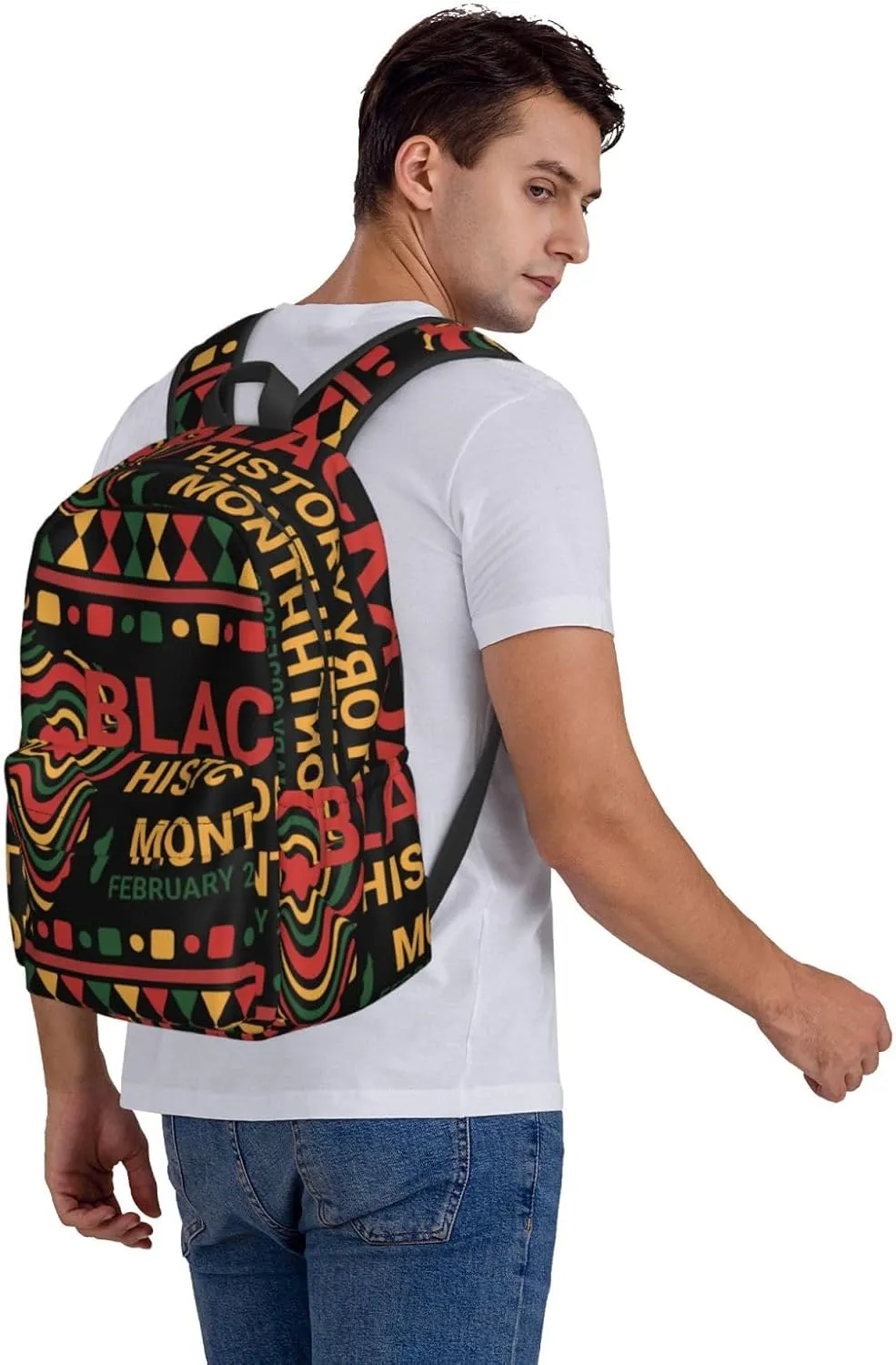 Black History Month African American Pride Backpack Casual Laptop Backpack Large Capacity Double Shoulder Bag Travel Daypack For Women Men